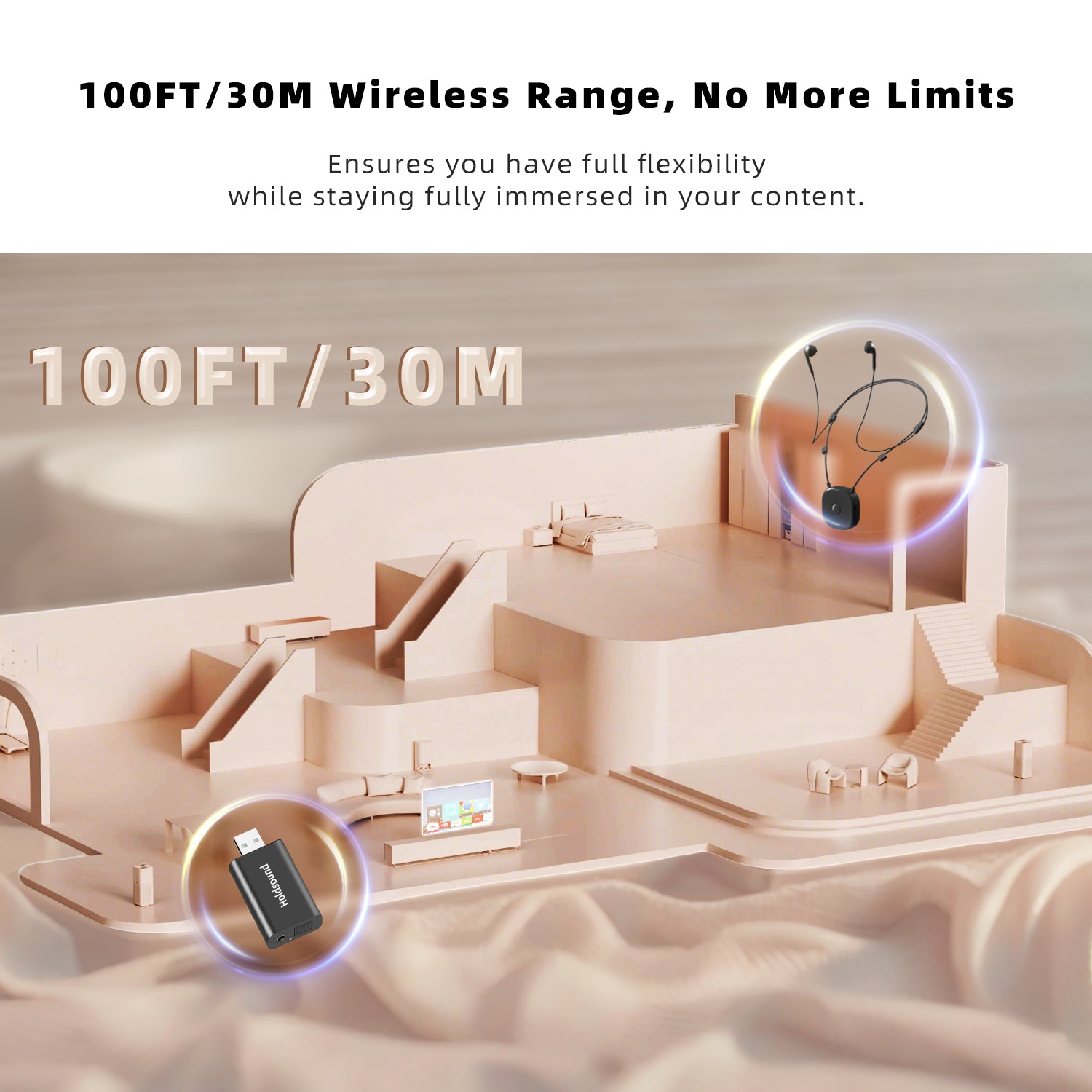 Holdsound HSD100 TV Headphones (Black)