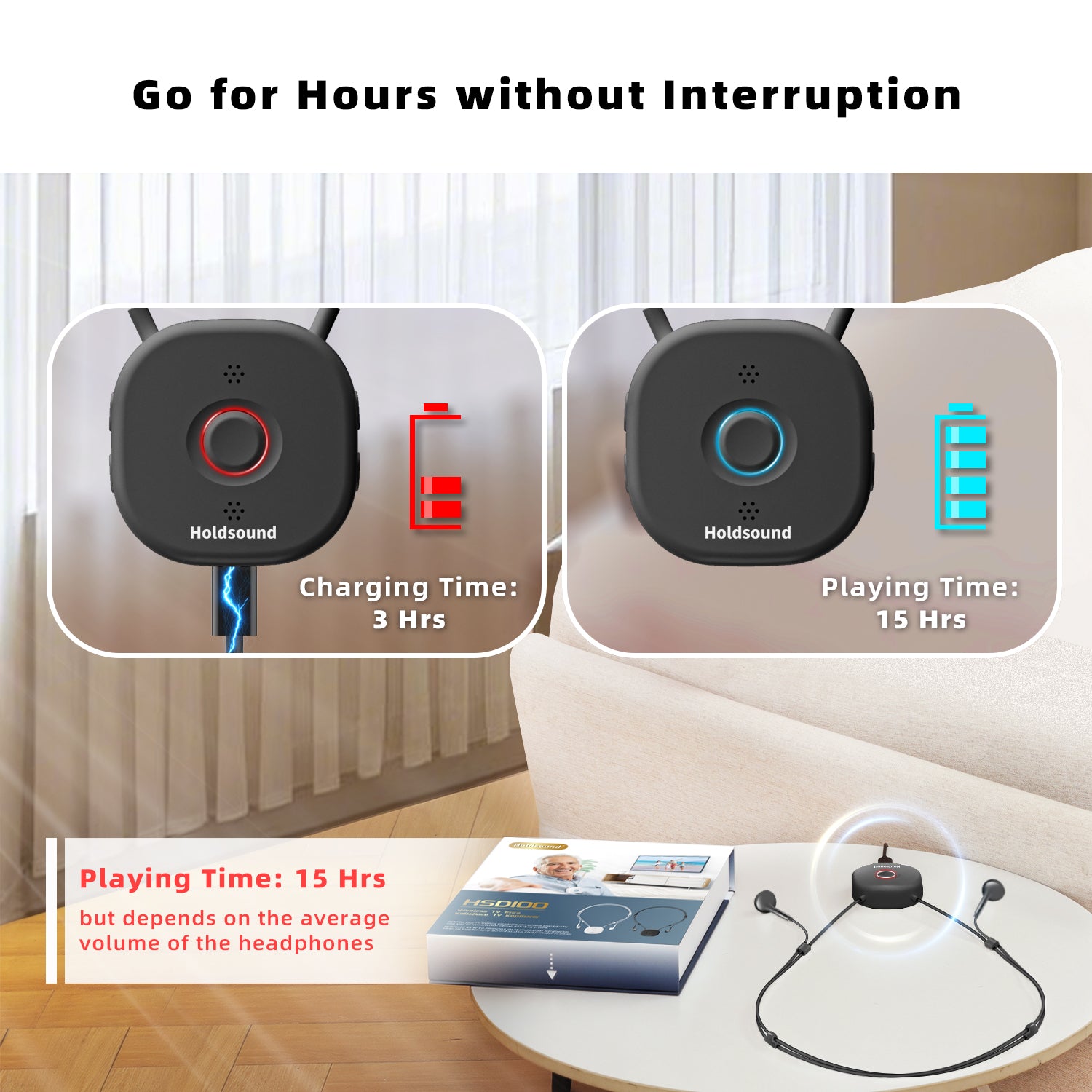 Holdsound HSD100 TV Headphones (Black)