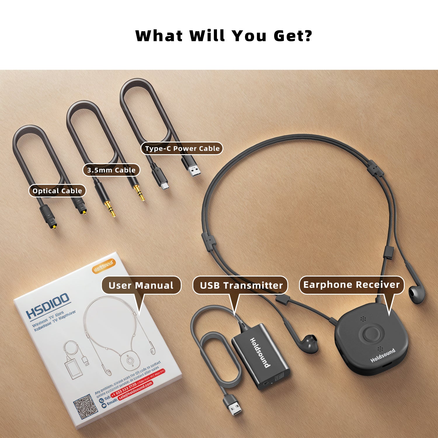 Holdsound HSD100 TV Headphones (Black)